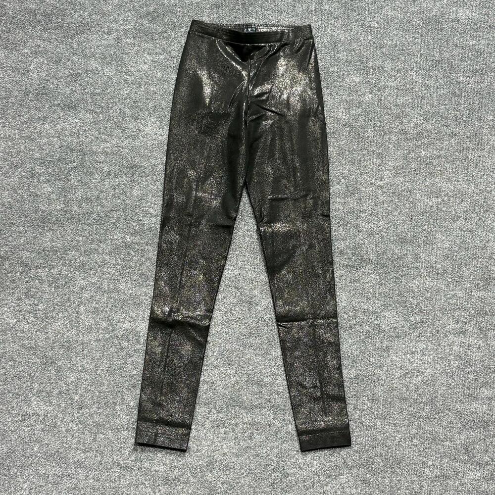 Polo Ralph Lauren Leggings Womens XS Black Foil Metallic Ankle Stretch Pants